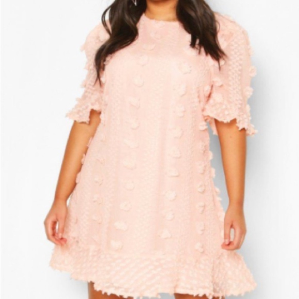 Boohoo Orange Puff Sleeve Mini Dress